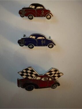 Vintage Enamel Hookfast Car Pins Set